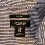 Jones New York  Womens Linen Striped Long Sleeve Collared Button Up Shirt Size M Photo 3