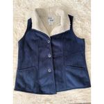 Max Studio Maxim‎ Studio Vest Womens M Blue Faux Suede Sherpa Lined Sleeveless Jacket Photo 2