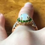 Natural Ethiopian Opal Chrome Diopside Sterling Silver Halo Ring Size 5.75 White Photo 1
