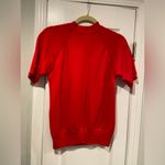 VTG Montgomery Ward Size S Red High Neck Short Sleeve Banded Waist Sweatshirt Photo 6