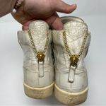 Giuseppe Zanotti  Sz 5 EUR 36 Croc Embossed Leather High Top Sneakers Cream Gold Photo 4