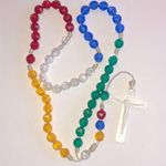 Vintage Colorful Beaded Crucifix Prayer Beads Necklace Photo 0