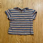 Guess  Y2k Blue Orange Striped Cropped Tee Shirt Youth XLarge Womens Small/Medium Photo 2