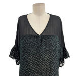 Anthropologie Amadi Lucinda Dress Textured Dot Metallic Black Green Size Large Photo 3