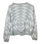 Obey  grey & white v-neck triangle patterned cardigan sweater Small academia #749 Photo 6
