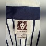 Anne Klein Blouse • Navy White Striped • Tie Front • Roll-Tab Sleeves • XL Photo 2