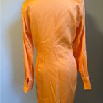 ZARA  small Orange Mini Dress long sleeve collared sexy glam‎ knot front silky Photo 3