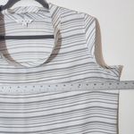 CAbi  White and Black Striped Cap Sleeve Blouse Size Large Photo 4