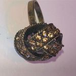 Size 8 Brass CZ Rhinestone Round Knot Dome Ring Photo 3