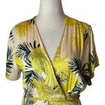 Dress Forum  Wrap Dress Womens M Yellow‎ Floral Tropical Short Sleeve Mini Photo 3