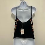 Chelsea Flower Tank Top Black Multicolor Sequins Flowy XS Cruise Wear Boho Y2K Photo 10