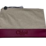 Chloé Parfum Canvas & Faux Leather Pouch Cosmetic Bag Burgundy Beige 10"x6.5" Photo 0