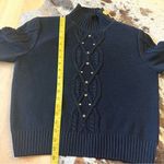 St. John SPORT Black Wool Blend Knit Sweater Gold Accent Buttons Size Small Photo 7