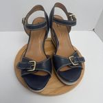 Clarks  Collection Zia Castle Black Leather Wedge Ankle Strap Sandal Women Sz 10M Photo 0