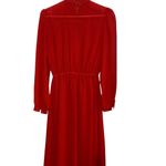 Vintage 70s 80s Cabaret Paris Red black Pin Striped Secretary dress Fall Holiday Size M Photo 0