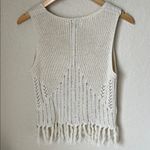 Jacquie the label cream crocheted knit fringe vest Photo 5