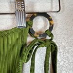 J. Crew Bikini Women Small Wide Rib Curved Waist Cheeky String Bottom with Rings Green Photo 2