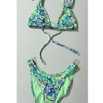 Graffiti Airbrush Hearts Bikini Top and Bottoms Set XXS 💜✨ Green Photo 1