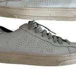 P448 John White Leather Grey Pony Hair Silver Metallic Low Top Sneakers Photo 4