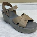 Kork-Ease  Ava Wedge Leather Platform Sandals Tan Gray Size 8 Photo 0