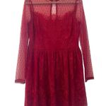 EXPRESS  red lace fairy skater tulle floral long sleeve dress size 10 Photo 1