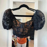 For Love & Lemons 289  Rosalia Crop Top Size XS Color Black Photo 1