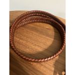 Coach Vintage  Tan Brown Leather Silver Brass Buckle 5922 Braided Belt 42" Size Photo 2