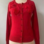 Banana Republic Red Flower Bead Cardigan Photo 0