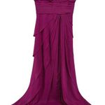 Cache Evening Gown Chiffon Strapless Maxi Sweetheart Empire Waist Magenta 4 Photo 0