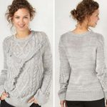 LC Lauren Conrad  gray chunky ruffle trim cable bell sleeve sweater size xs Photo 1