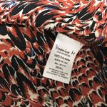 Veronica M  Blouse Womens Size‎ S All Over Feather Print Caged Criss Cross Neck Photo 9