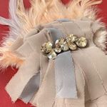 Elegant Broach/ Hair Clip Sheer Fabric Feather, NWOT Tan Photo 0