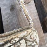 Vintage beaded tiny clutch purse cream gold White Photo 1