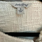 Lucky Brand | Cream Embroidered Knit Jaquered Zip Boho Motorcycle Jacket Size S Photo 3