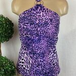 Dana Buchman Purple & Black Animal Print Halter Tankini Swim Bathing Suit Top 10 Photo 0
