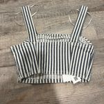 ZARA Blue Denim and White Striped Crop Bodice Tank Top Photo 2