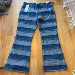Thrill Denim Flare Patchwork Jeans Boho NWT Size 22 Blue Photo 2