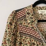 Ba&sh Mel Floral Green Red Button Down Blouse Short Sleeve Boho Women's size 0 Photo 3