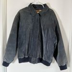 st. john's bay Vintage Leather Jacket Mens L Bomber Quilted Suede Gray Photo 0