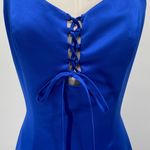 Vintage 90s Halter Neck Lace Up Bodice Mini Dress Satin Royal Blue NEW Womens 4 Photo 5