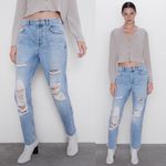 ZARA  RIPPED MOM FIT JEANS Z1975 Size 2 NEW Photo 1