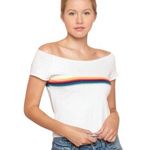 Brandy Melville x John Galt Rin Rainbow Off Shoulder Top Photo 0