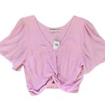 Abercrombie & Fitch NWT Knot-Front Flutter Sleeve Cropped Top Size Medium Photo 2