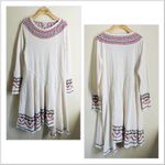 Sundance Embroidered Swing Dress Size M Cream Boho Folk Style Long Sleeve White Size M Photo 1
