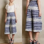 Anthropologie Corey Lynn Calter Blue Linen Wide Cropped Nalu Pants size 10 Photo 1