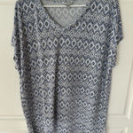 Orvis  Womens‎ Shirt Blue V Neck Short Sleeve Polyester Rayon Blend Tunic size XL Photo 0