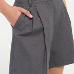 Yumi Row Felicity Preppy Minimalist Regency Luxury Academia Pleated Shorts S Gray Photo 0