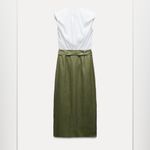 ZARA  combined midi belted dress with linen Photo 3