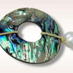 Free People  Bohemian Abalone Shell Pearl Rope Necklace Belly Chain Neutral NEW Photo 6