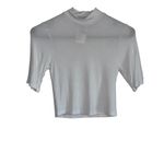 Enza Costa Silk Rib Cropped Half Sleeve Mock Neck Top in White Small New womens Photo 4